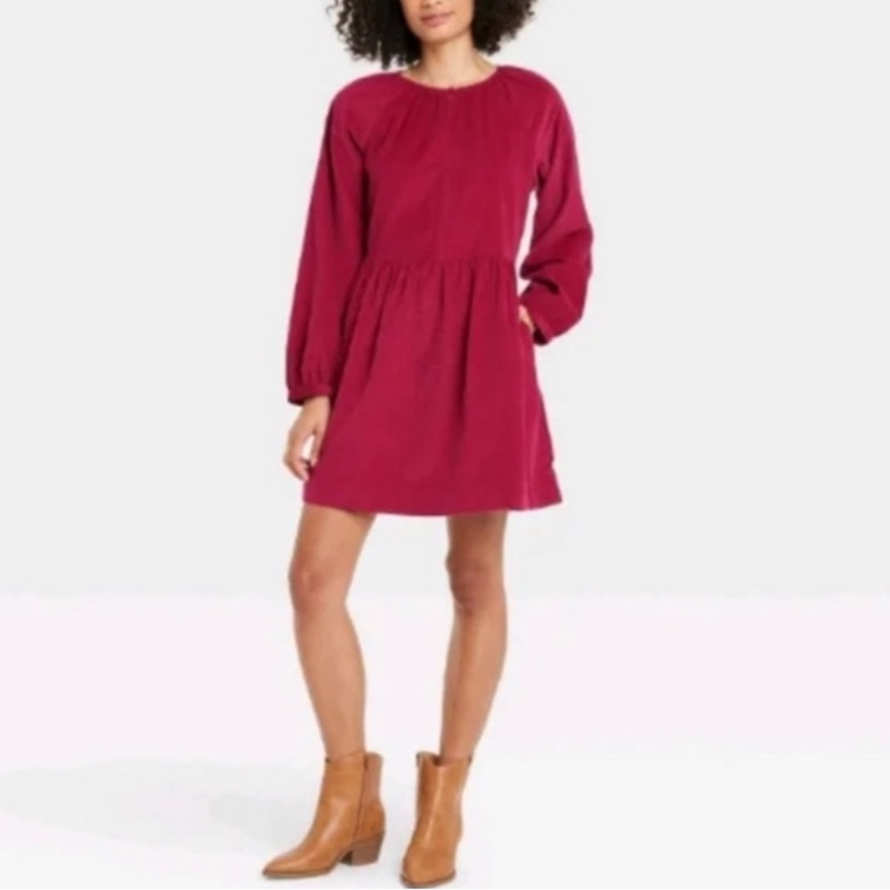 Long sleeve Corduroy Shift Dress